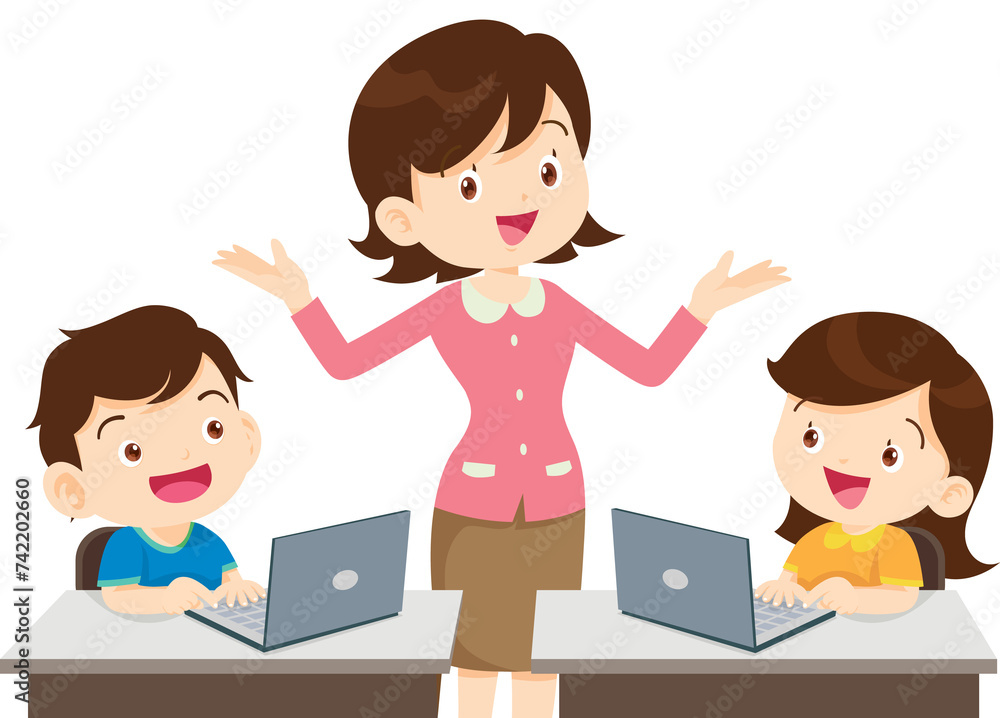 teacher and student learn computer teacher and student learn computer