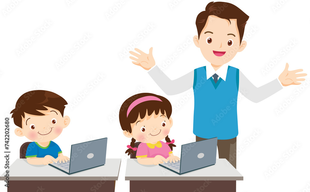 teacher and student learn computer teacher and student learn computer