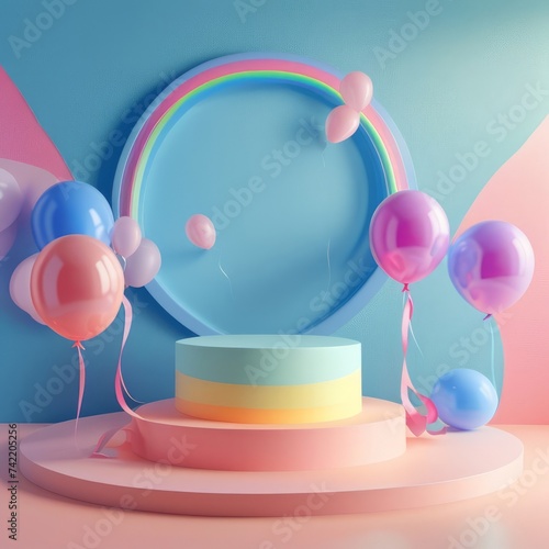 Rainbow balloon party showcase