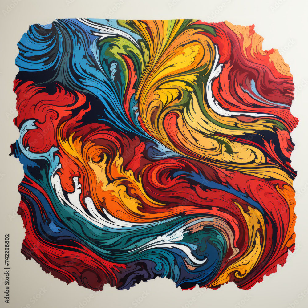 Vibrant Abstract Swirl Painting with Vivid Colors

