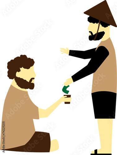 Man Give Money To Beggar