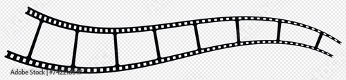 Curved film strip icon. PNG image. Roll of retro film strip on isolated transparent background. Photographic film in retro style. Curved film strip PNG.