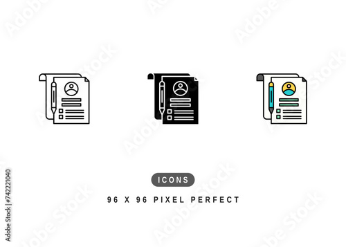 Registration Icon. Online Form Application Pictogram Graphic Illustration. Isolated Simple Line Icon For Infographic, App and Web Button.