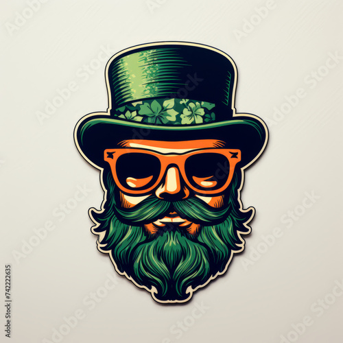 Stylized Illustration of Bearded Man with Green Hat and Orange Sunglasses

 photo