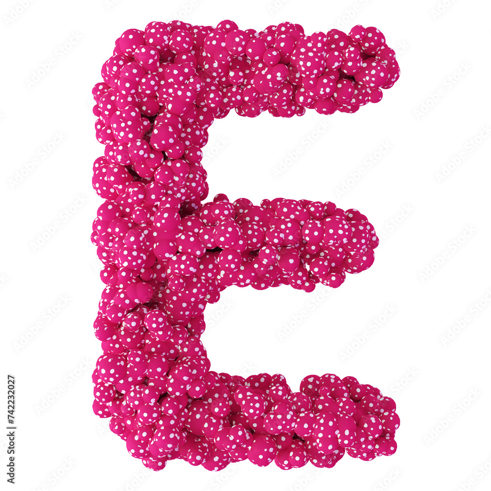 Ball letter E pink font 3d render Ball letter E pink font 3d render