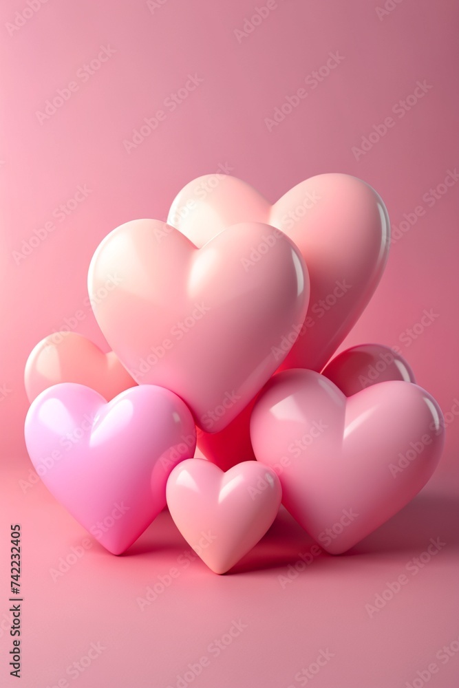 Valentine's Day Background 3D Hearts Copy Space