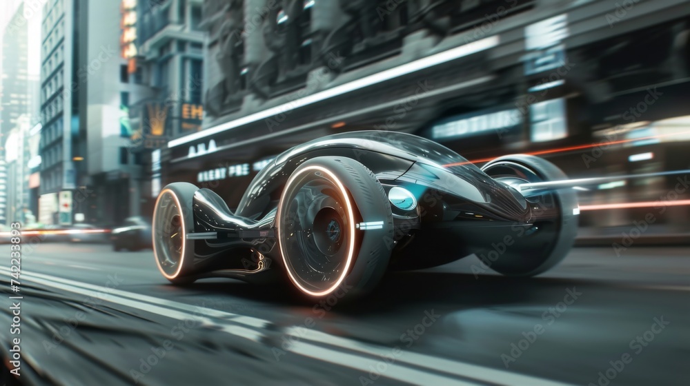 Teleportation device in action sleek design urban sci fi setting