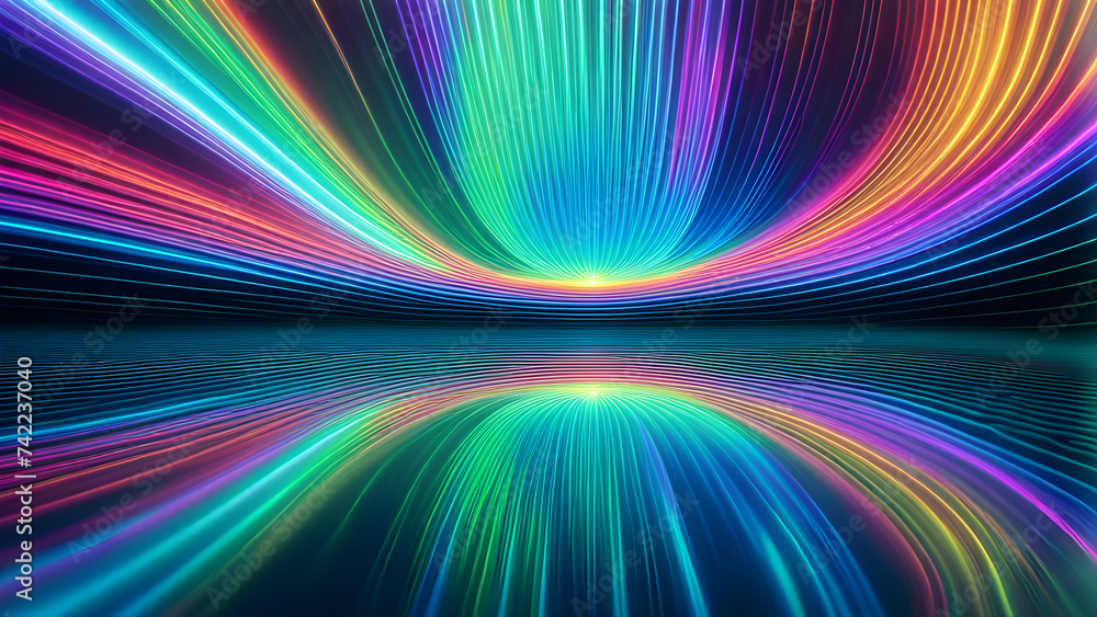 Fototapeta premium holographic-fluid-undulating-abstractly-colors-dance-with-iridescence-against-a-dark-void-dynamic