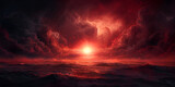 Bright red sunset Dramatic evening sky with clouds Fiery skies with space for design Red sunset scene in the evening background and wallpaper  