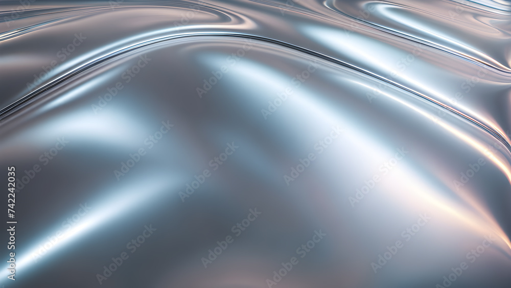 Obraz premium silver-hologram-chrome-aesthetics-fluid-motion-background-shimmering-texture-light-reflections