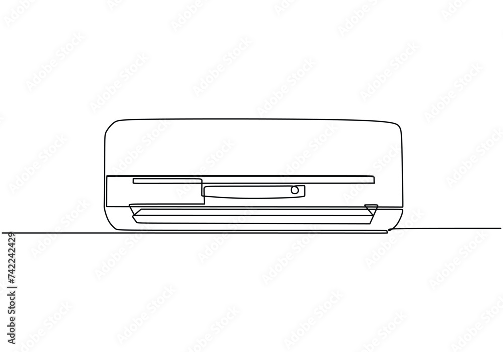 Continuous line drawing air conditioner. Home technology cooler. Vector illustration single one outline. Continuous line drawing air conditioner. Home technology cooler. Vector illustration single one outline.