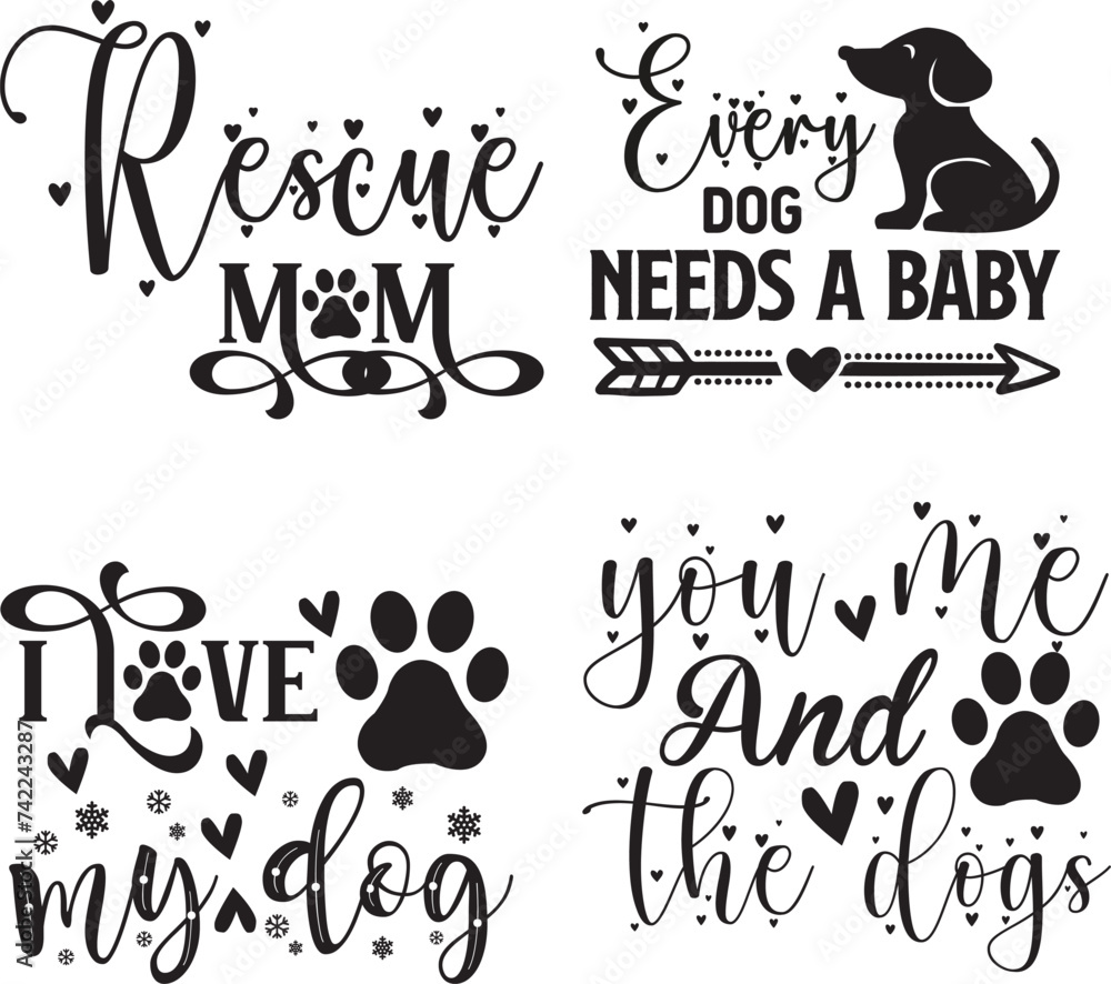 Gifts for Pets, Gifts for Mom, Dog Clipart, Dog Quotes SVG Bundle, Dog Quotes SVG, Fur Mom svg, Dog Mom svg, Dog Mama, Paw Prints SVG, Dog Lover svg, Cricut Cut File, Silhouette
