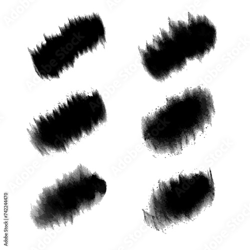 Set of abstract paint brush stroke and grunge banner. Vector ink splash, splatter and watercolor spray for social media template. Decoration element, shape or creative graphic art background.