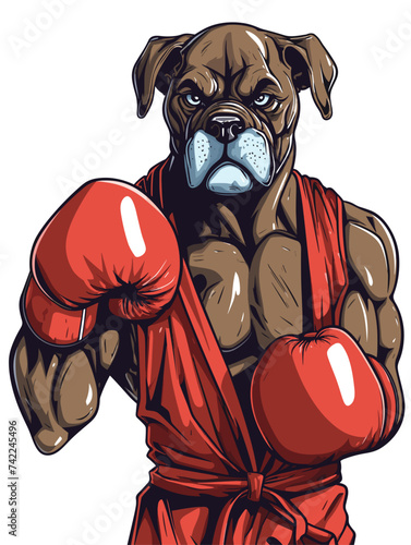 boxer dog with boxing gloves vector illustration