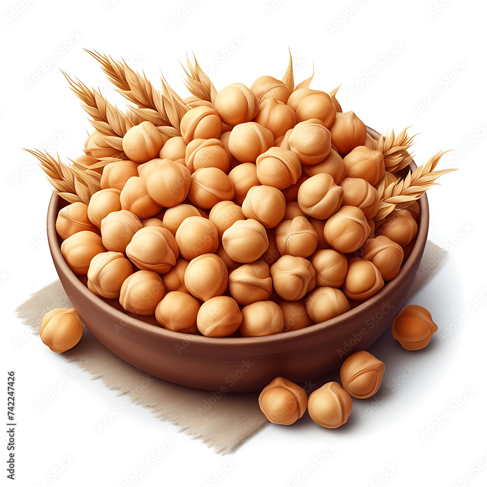 Isolated Chickpea. One whole Chickpea isolated on white background with clipping path, ai generatd, Isolated Chickpea. One whole Chickpea isolated on white background with clipping path, ai generatd,