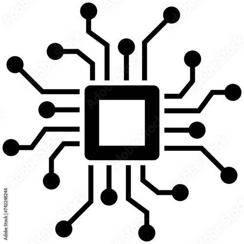 Chip circuit solid icon design 