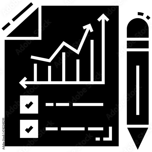 Sketching graph solid icon design 