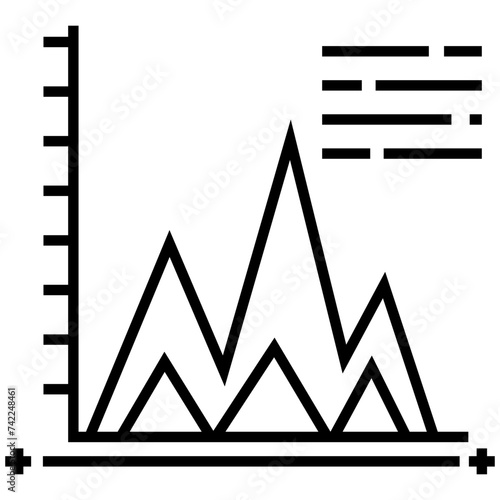 Solid icon of a curve chart 