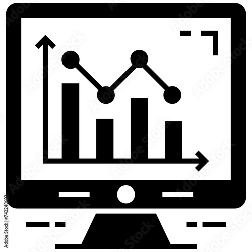 Solid icon design of online analytics 