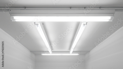 Fluorescent lamp on white ceiling