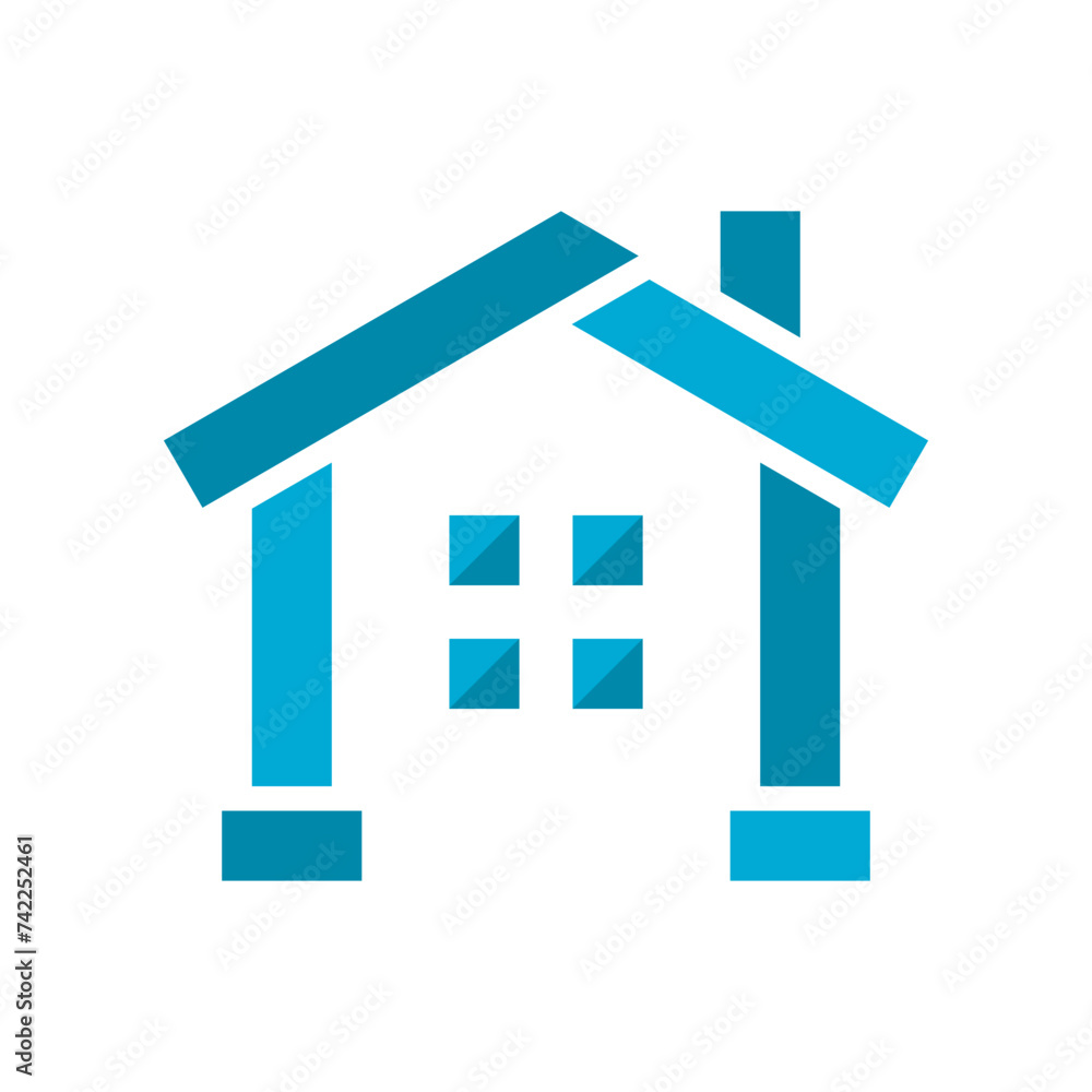 Blue building house icon flat vector design Blue building house icon flat vector design
