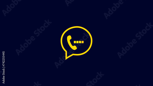 Telephone Calling icon Animation on navy-blue background. 
