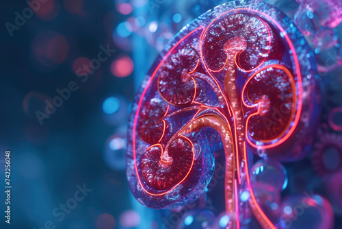 Human kidney cross section anatomy photo
