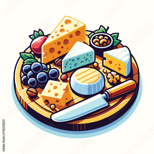 Gourmet Cheese Board Vector Illustration