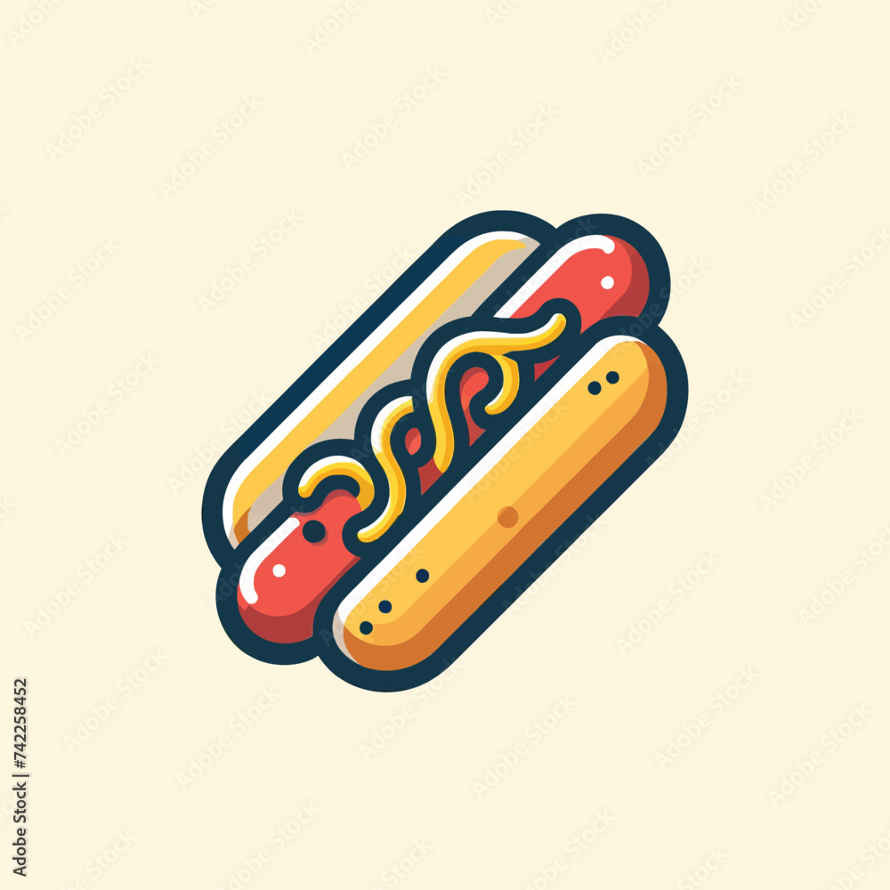 Hot Dog Vector Illustration in Flat Design Hot Dog Vector Illustration in Flat Design