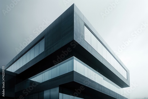 A modern building with a sleek glass facade. Generative AI.