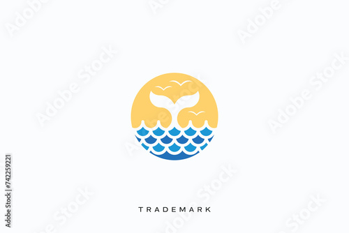 whale animals vector logo concept design