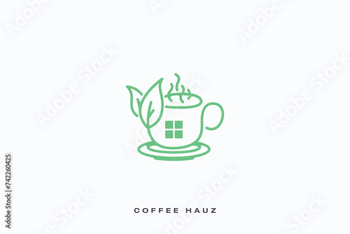 Fresh Coffee Shop Nature House Cafe Vector Logo