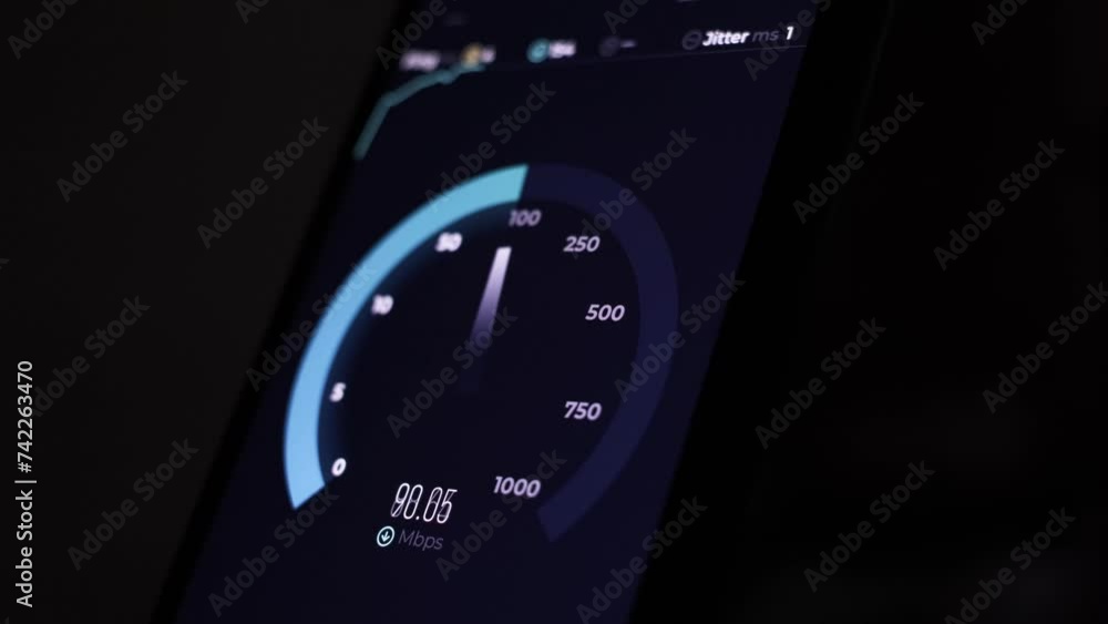 Internet speed test on a smartphone