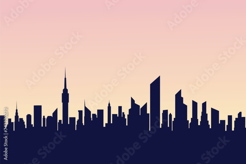 city skyline at sunset vector illustration