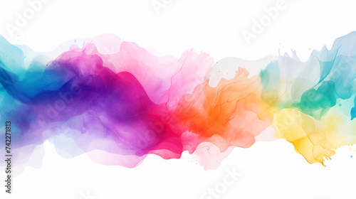 Rainbow watercolor banner background on white Pure vibrant watercolor colors photo