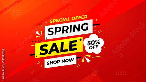 Spring Sale Promotion Banner template. spring offer sale label and discounts background. spring Promotion marketing poster design for web and Social.