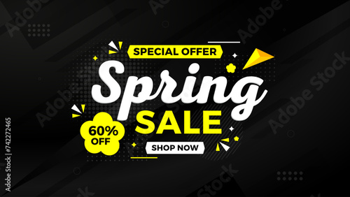 Spring Sale Promotion Banner template. spring offer sale label and discounts background. spring Promotion marketing poster design for web and Social. photo