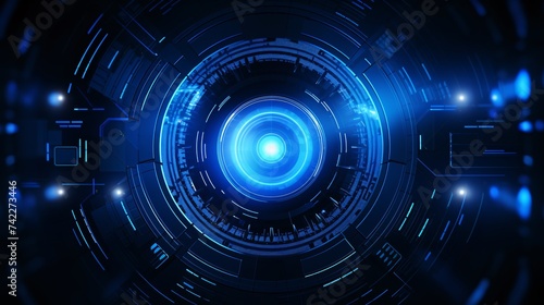 Future technology circle background on blue background, technology circle futuristic scene illustration