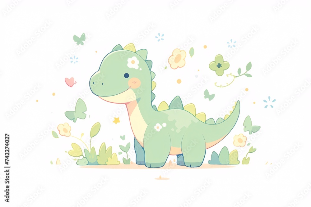 Obraz premium Cute dinosaur illustration, children education concept illustration