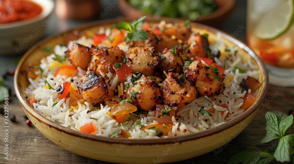 Bowl of Rice and Vegetables on Table Bowl of Rice and Vegetables on Table