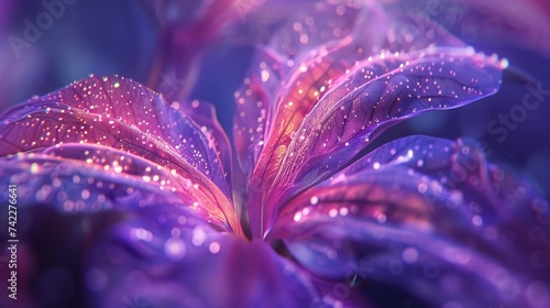 Cosmic Glow: Holographic hues lend a celestial charm to lobelia's petals in macro detail.