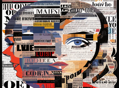 Seamless pattern with a collage of newspaper or magazine clippings. Retro style vector background with titles, illustrations and imitation text. Suitable for wallpaper design, wrapping paper, fabric