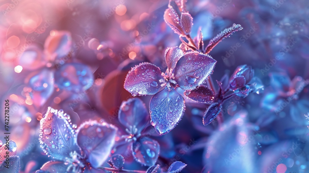 Frost-Kissed Radiance: Warm hues peek through lobelia's icy petals in macro enchantment. Frost-Kissed Radiance: Warm hues peek through lobelia's icy petals in macro enchantment.