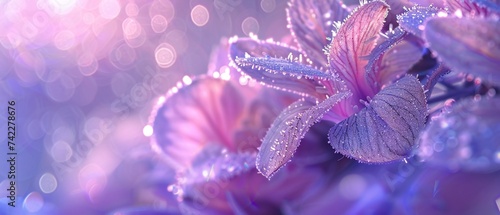 Frozen Delicacy: Macro view unveils the delicate frost adorning lobelia petals.