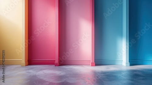 Row of Various Colored Walls in Room