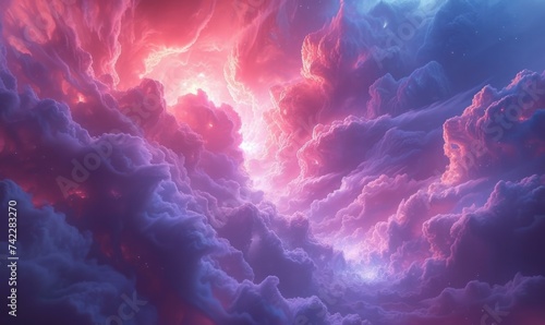 A colorful cloud with pink and blue lights. Generative AI.