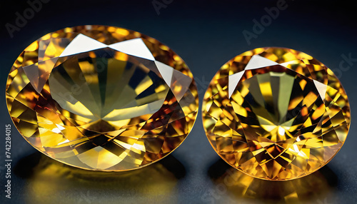 Citrine Gemstone, Precious, Yellow, Luxury, Gem, Sparkle, Glitter, Expensive, Rare, Shiny, Elegant, AI Generated