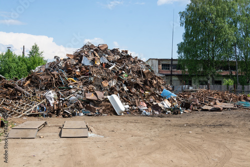 Russia, Tver region, Kuvshinovsky district, Kuvshinovo city. A provincial town. Scrap metal collection point. Scrap metal.  photo