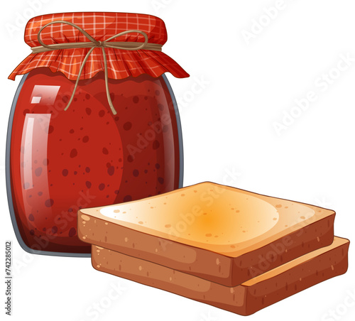 Vector graphic of jam jar and bread slices