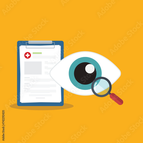 Eyesight medical consultation. Optometry. Eye protection. Ophthalmology vector illustration.	